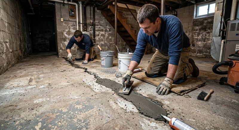 Cracked Basement Floor Repair in Sussex County, NJ