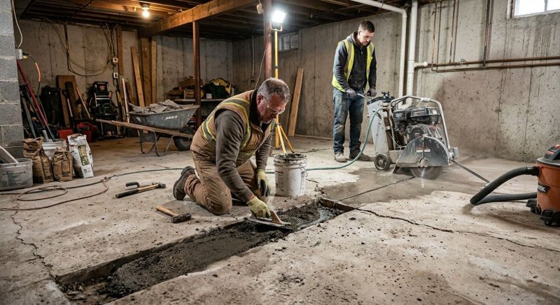 Cracked Basement Floor Repair in Sussex County, NJ