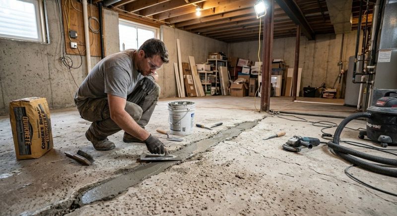 Cracked Basement Floor Repair in Sussex County, NJ